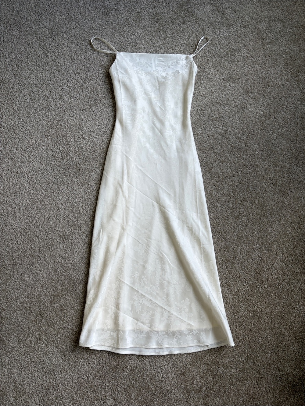 Altar'd State Ivory Floral Jacquard Slip Midi Dress